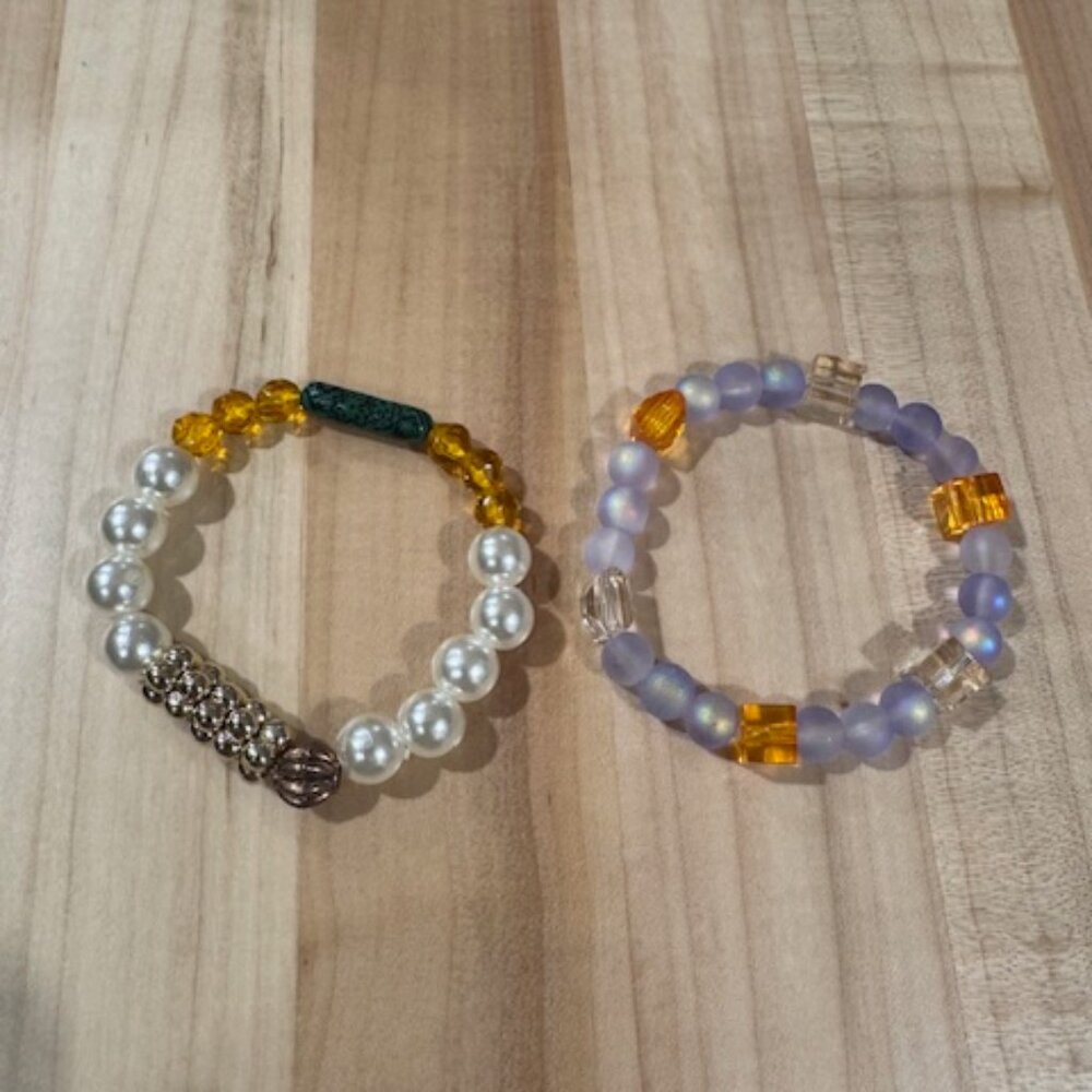 Matching set of two handmade beaded bracelets